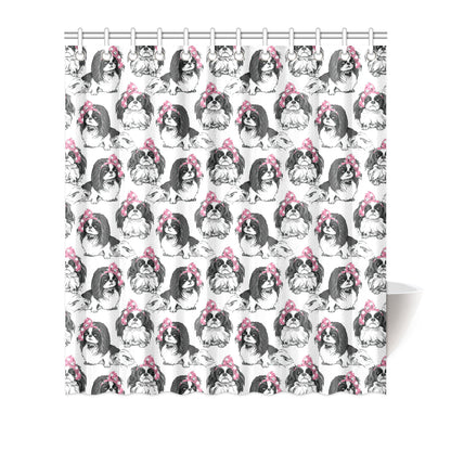 Japanese Chin Pattern Print Design 01 Shower Curtain