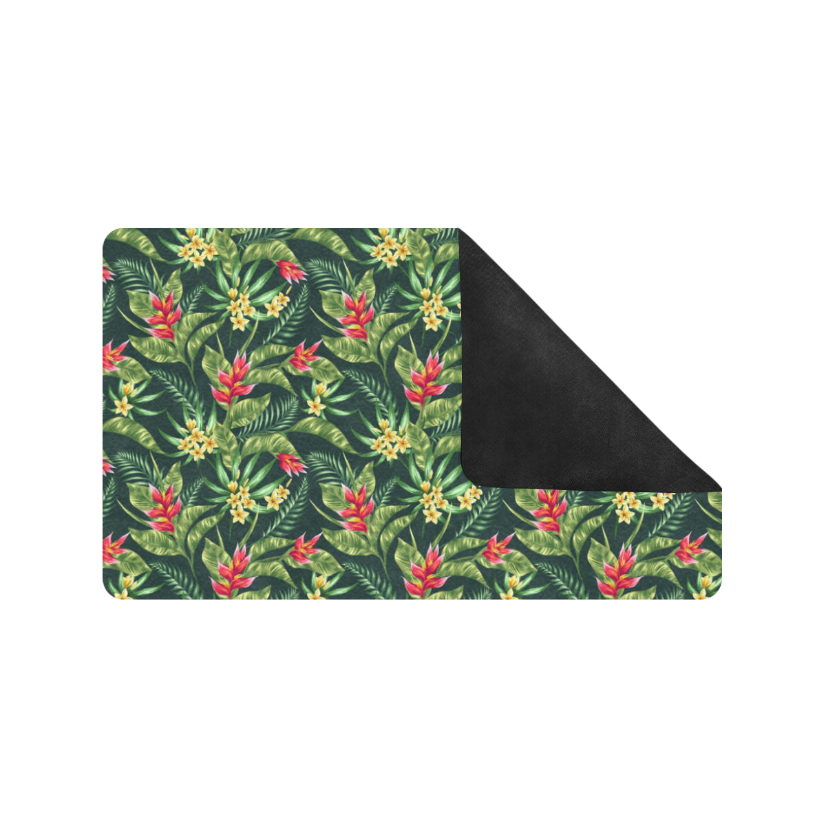 Tropical Folower Red Heliconia Print Rubber Doormat