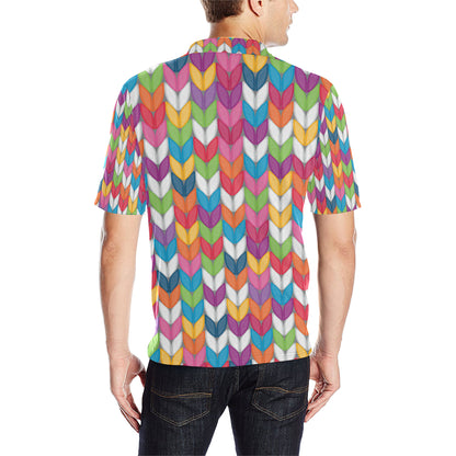 Knit Pattern Print Design 01 Men Polo Shirt