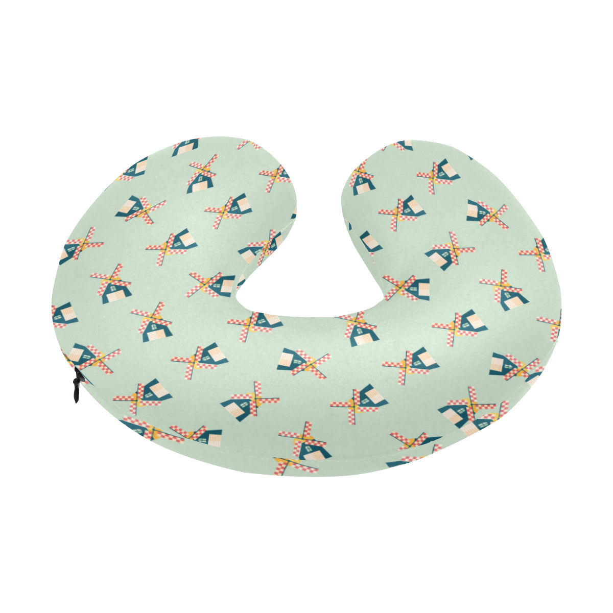 Windmill Pattern Print Design 02 U-Shaped Travel Neck Pillow