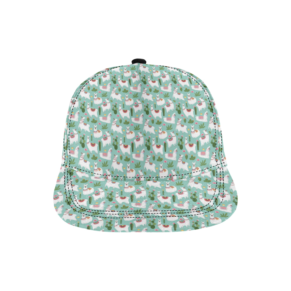 Llama with Cactus Themed Print Snapback Cap