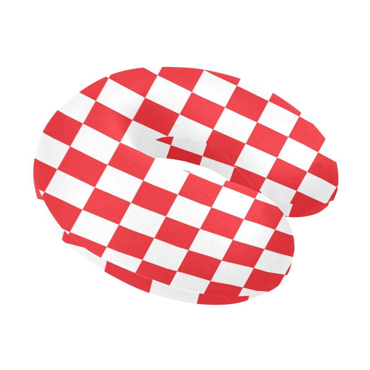 Checkered Red Pattern Print Design 04 U-Shaped Travel Neck Pillow