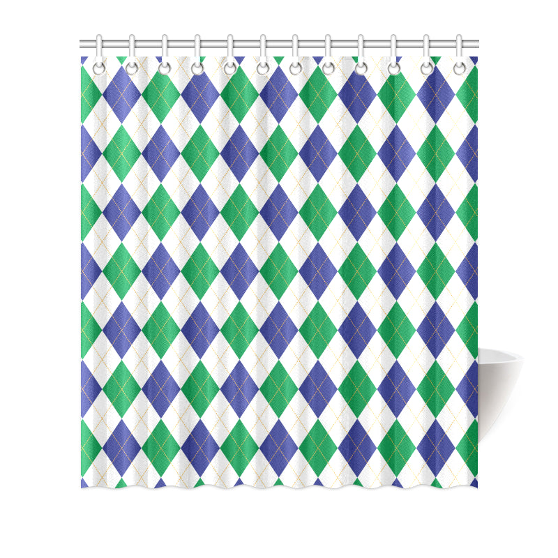 Argyle Green Blue Pattern Print Design 03 Shower Curtain