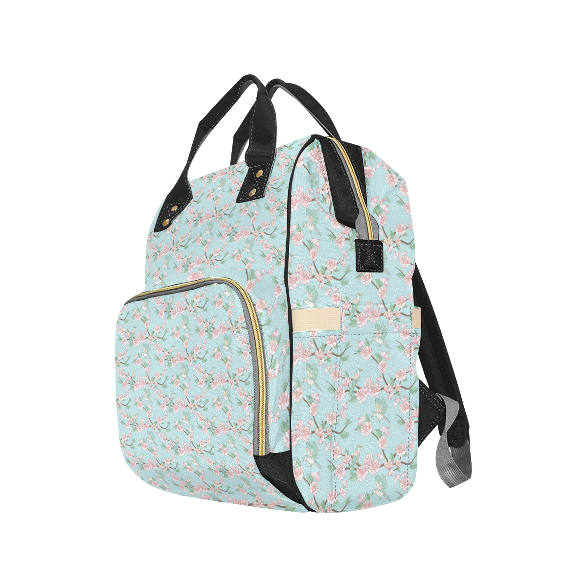 Cherry Blossom Pattern Print Design 02 Diaper Bag Backpack