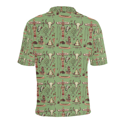 Native Indian Themed Design Print Men Polo Shirt