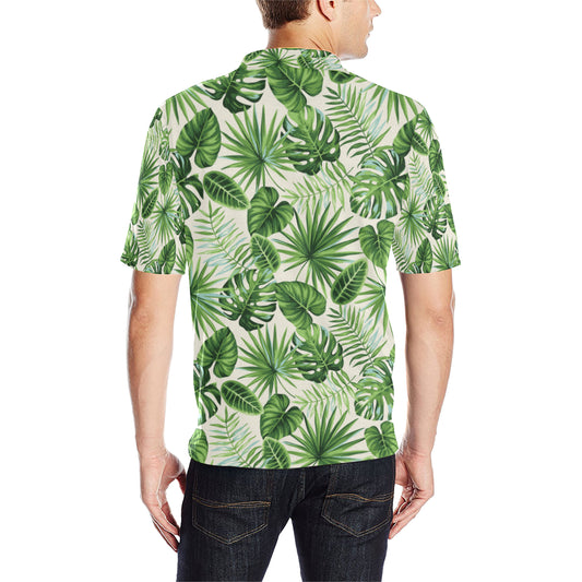 Palm Leaf Pattern Print Design A01 Men Polo Shirt