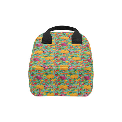 Vegan Colorful Themed Design Print Insulated Lunch Bag