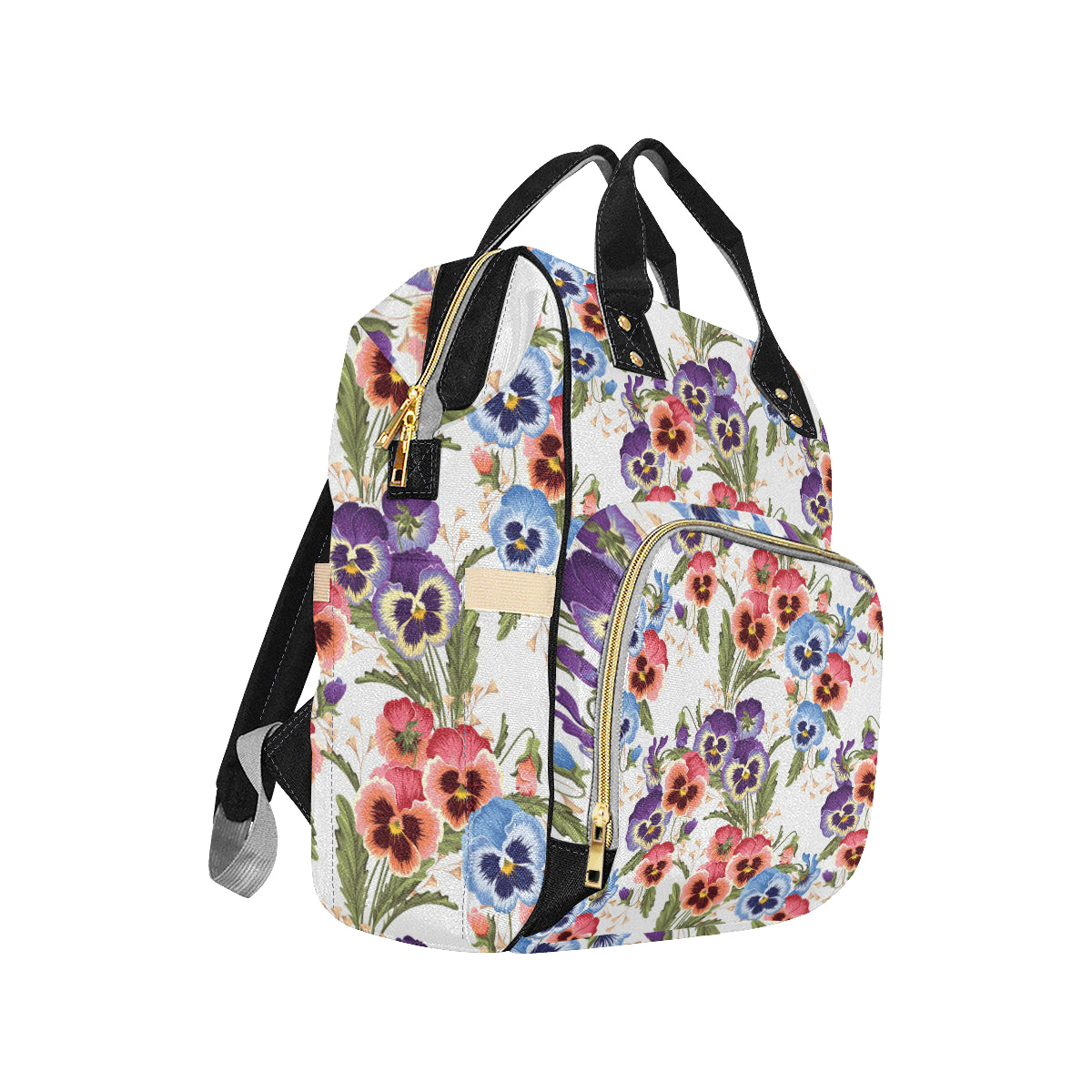 Pansy Pattern Print Design PS06 Diaper Bag Backpack