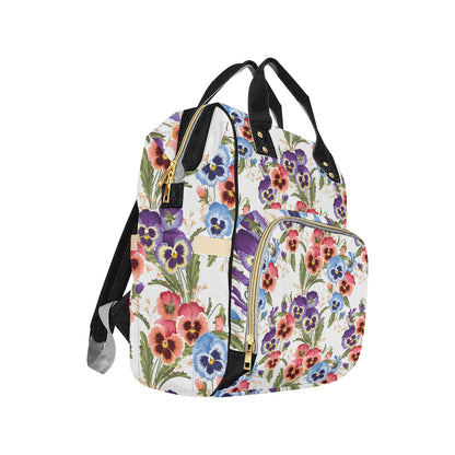 Pansy Pattern Print Design PS06 Diaper Bag Backpack