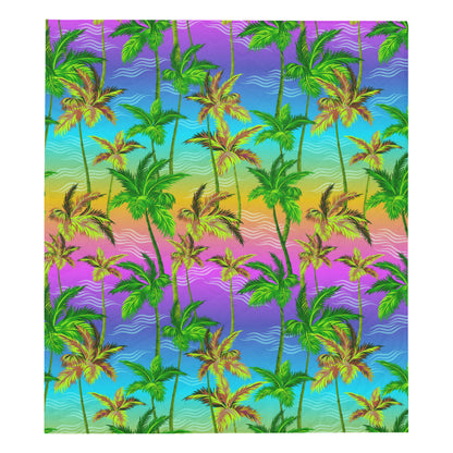 Palm Tree Rainbow Pattern Premium Quilt