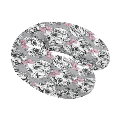 Maltese Pattern Print Design 01 U-Shaped Travel Neck Pillow