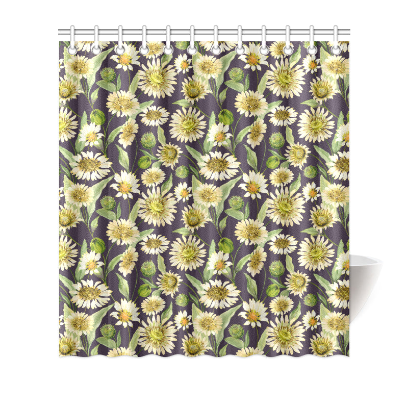 Daisy Vintage Print Pattern Shower Curtain