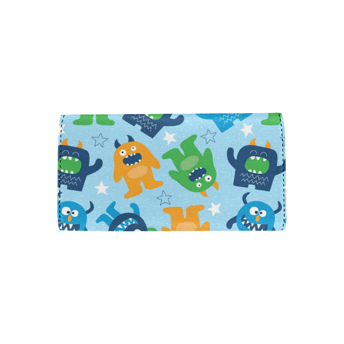 Monster Cartoon Pattern Print Design 04 Women's Trifold Wallet