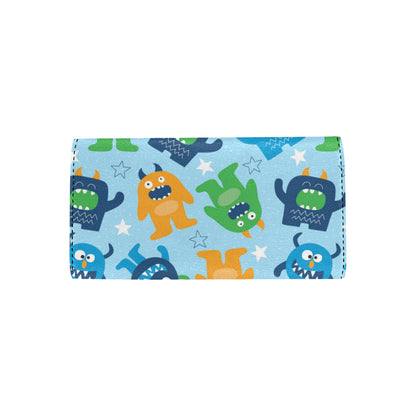 Monster Cartoon Pattern Print Design 04 Women's Trifold Wallet