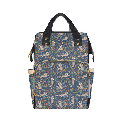 Raccoon Pattern Print Design A02 Diaper Bag Backpack