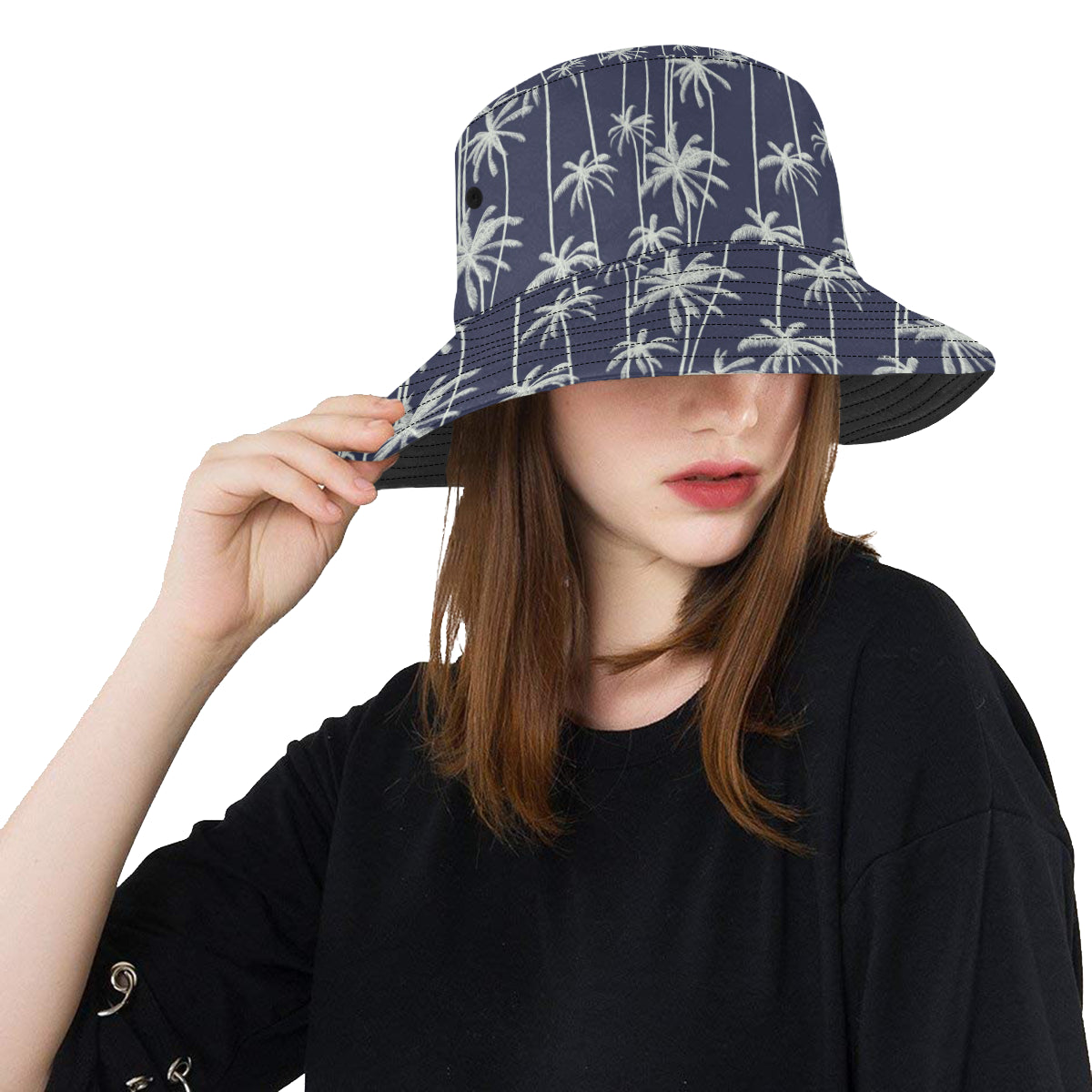 Palm Tree Pattern Print Design PT06 Unisex Bucket Hat