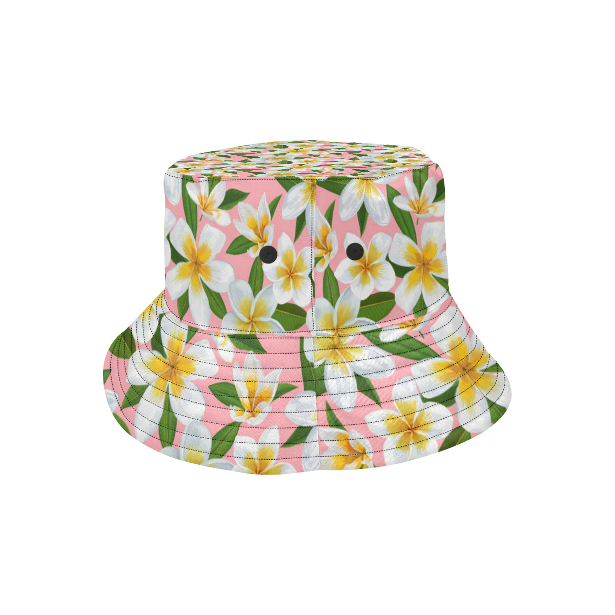 White Plumeria Pattern Print Design PM011 Unisex Bucket Hat