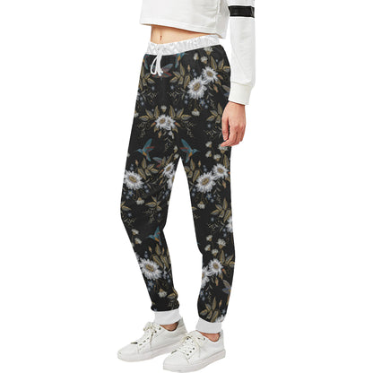 Hummingbird with Embroidery Themed Print Unisex Sweatpants