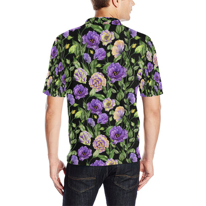Lisianthus Pattern Print Design LT02 Men Polo Shirt
