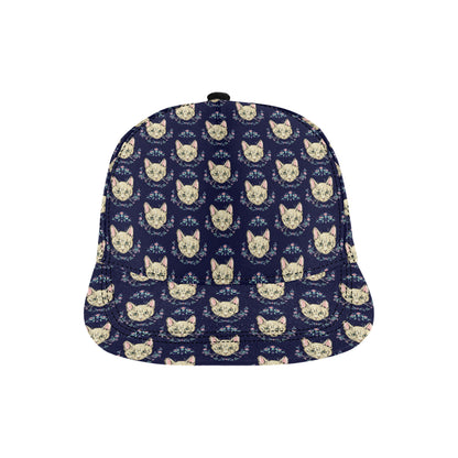Cat Head with flower Print Pattern Snapback Cap