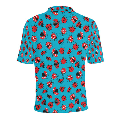 Ladybug Action Print Pattern Men Polo Shirt