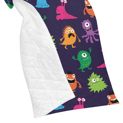 Monster Cartoon Pattern Print Design 02 Premium Quilt