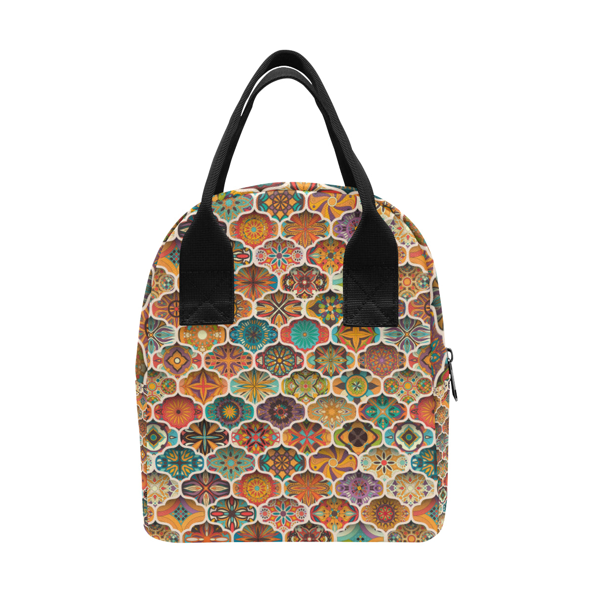 Mandala Mosaic Themed Design Print Insulated Lunch Bag