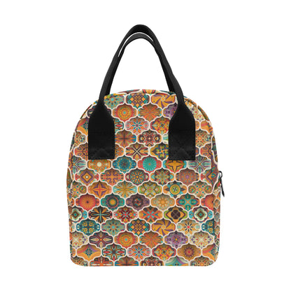 Mandala Mosaic Themed Design Print Insulated Lunch Bag