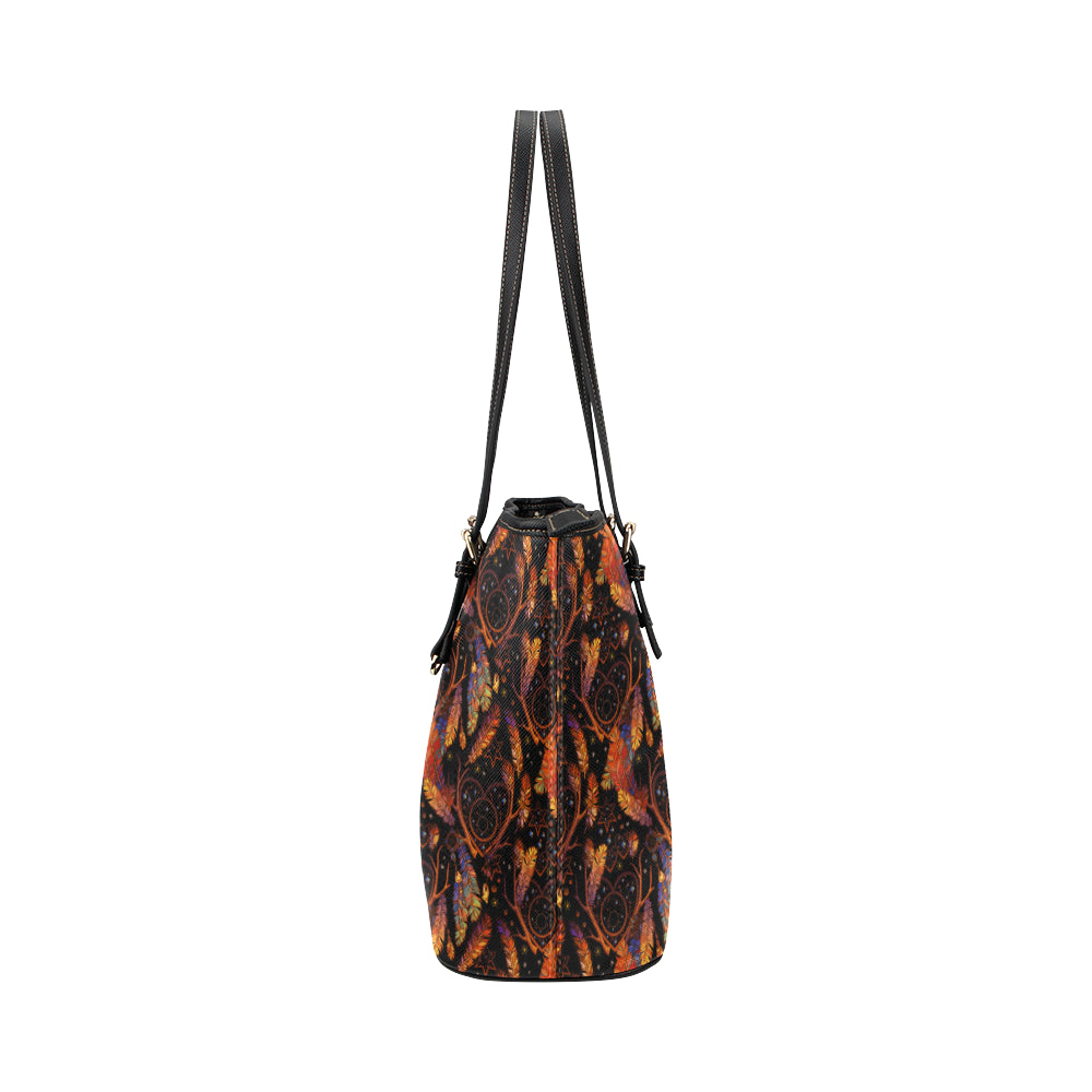 Dream Catcher Native American Design Leather Tote Bag