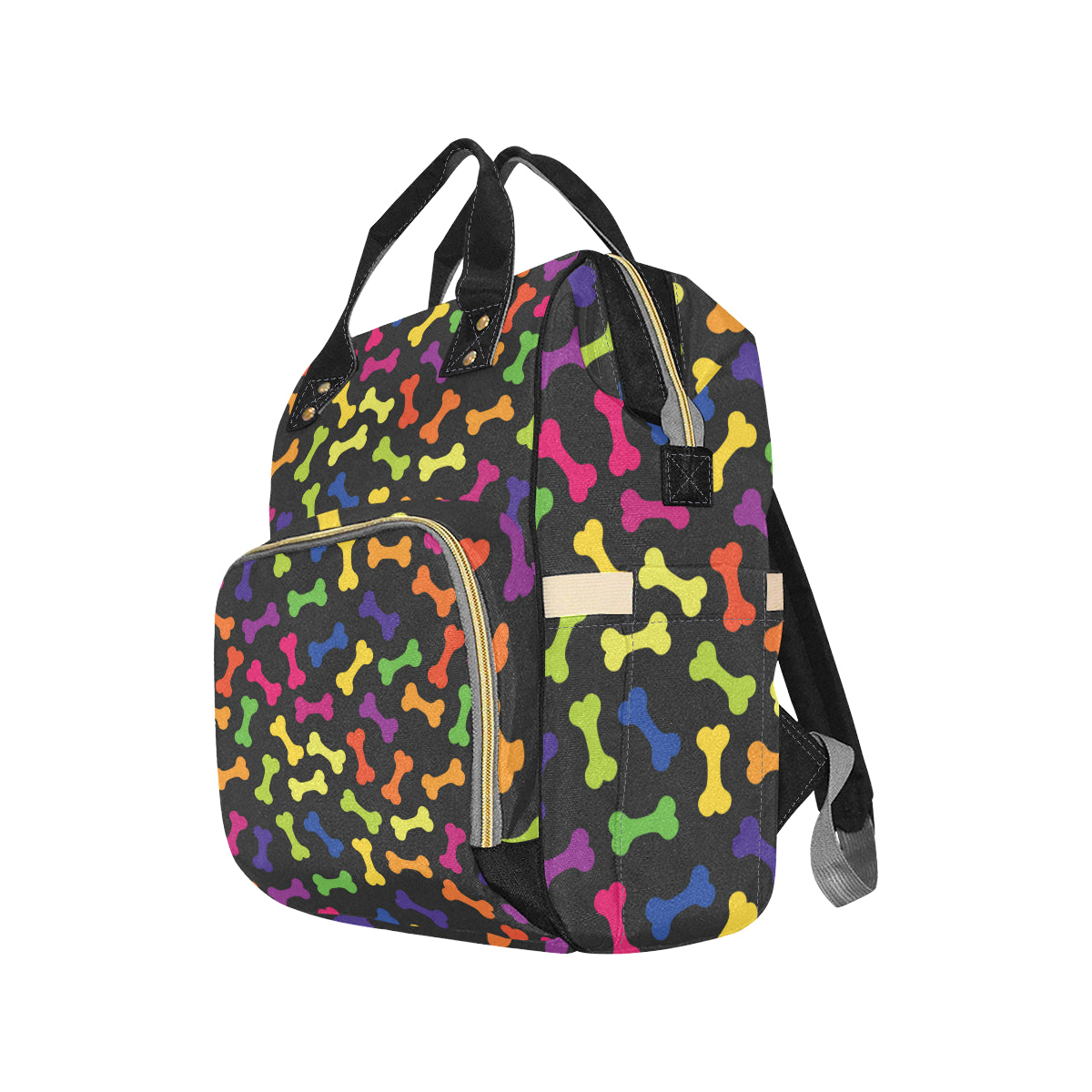 Dog Bone Neon Color Pattern Print Design 02 Diaper Bag Backpack