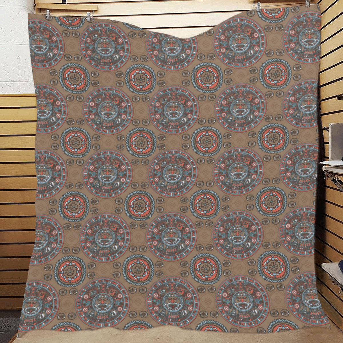 Calendar Aztec Pattern Print Design 03 Premium Quilt