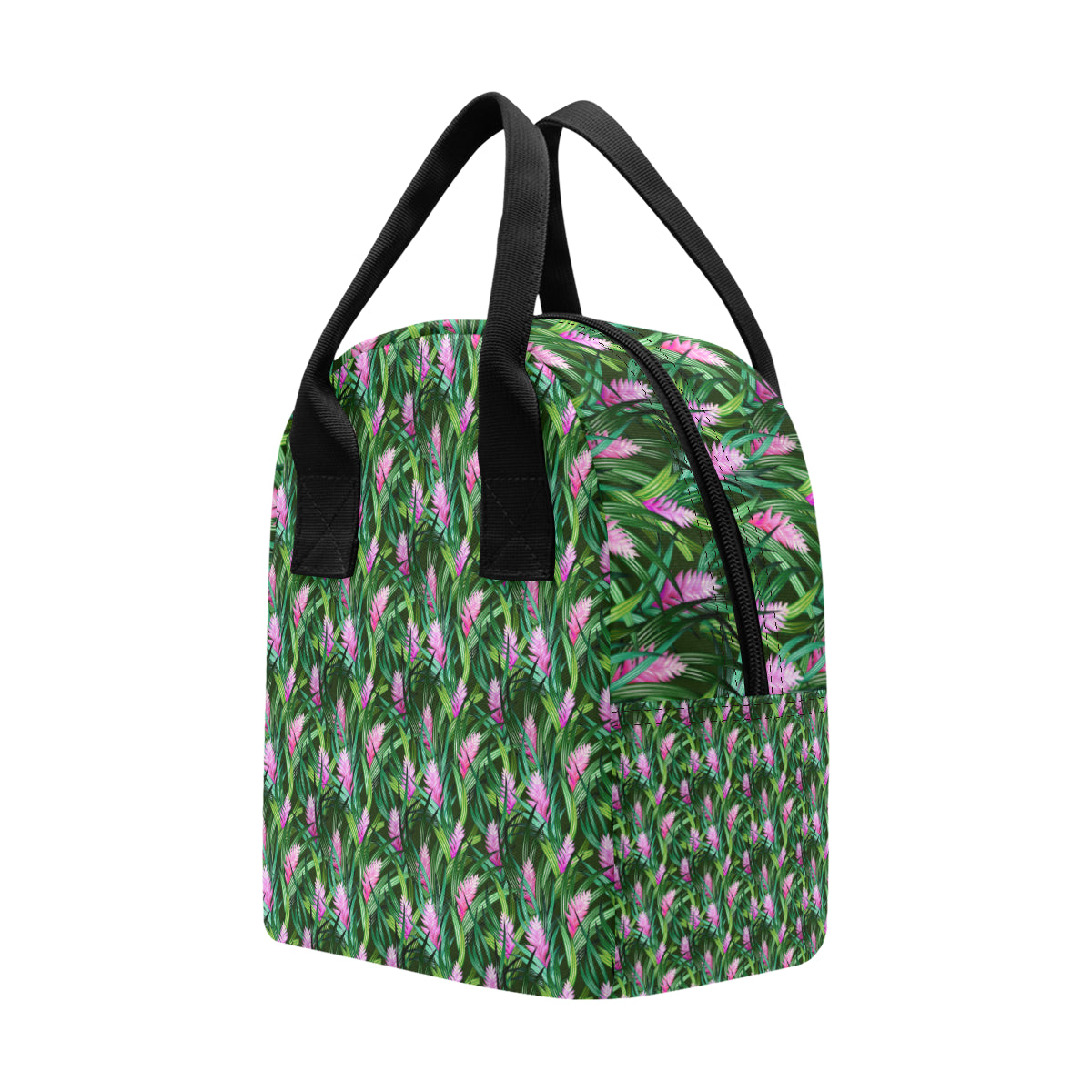 Tropical Folower Pink Heliconia Print Insulated Lunch Bag