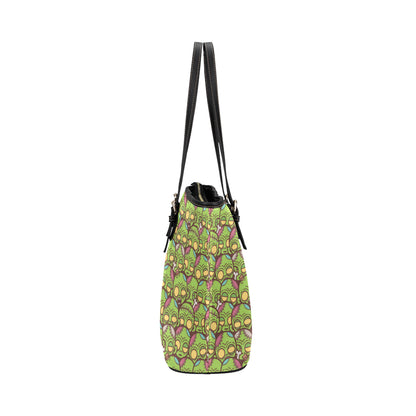 Zombie Head Design Pattern Print Leather Tote Bag