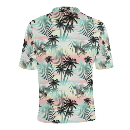 Palm Tree Pattern Print Design A03 Men Polo Shirt
