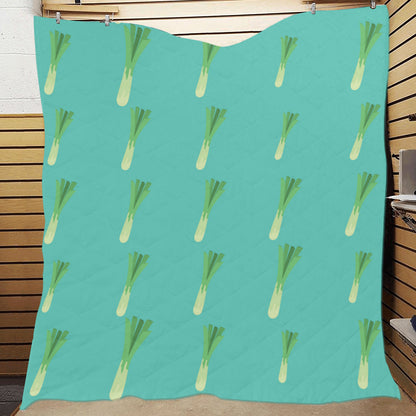 Leek Pattern Print Design 01 Premium Quilt