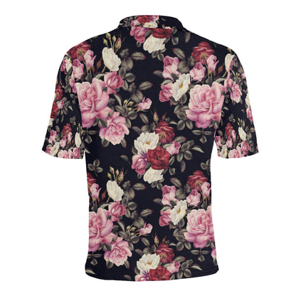 Rose Pattern Men Polo Shirt