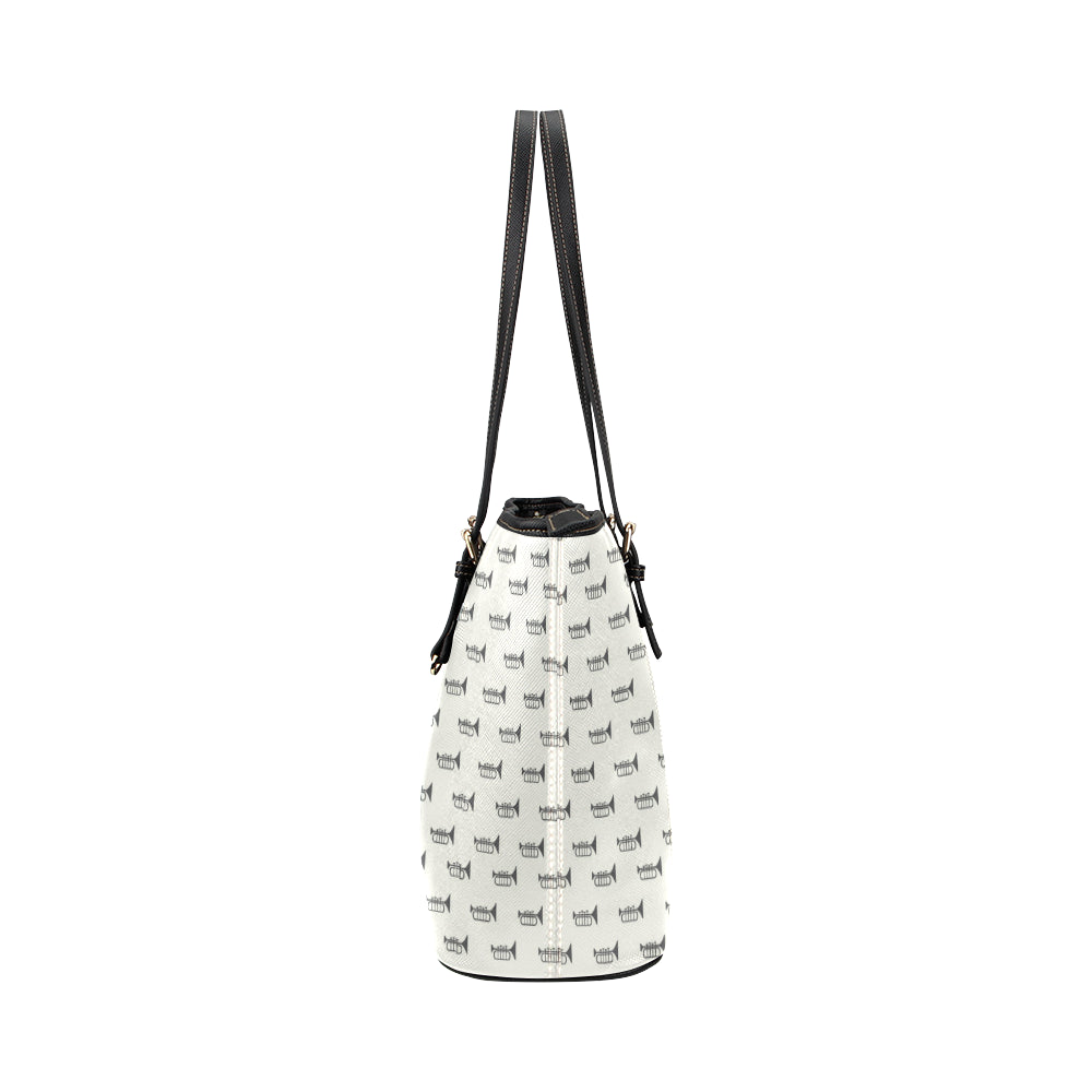 Trumpet Pattern Themed Print Leather Tote Bag