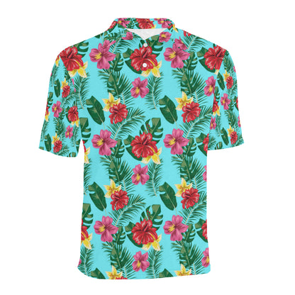 Hibiscus Hawaiian Flower Men Polo Shirt