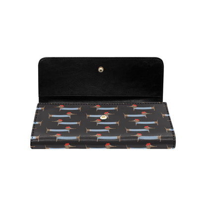 Dachshund Pattern Print Design 04 Women's Trifold Wallet