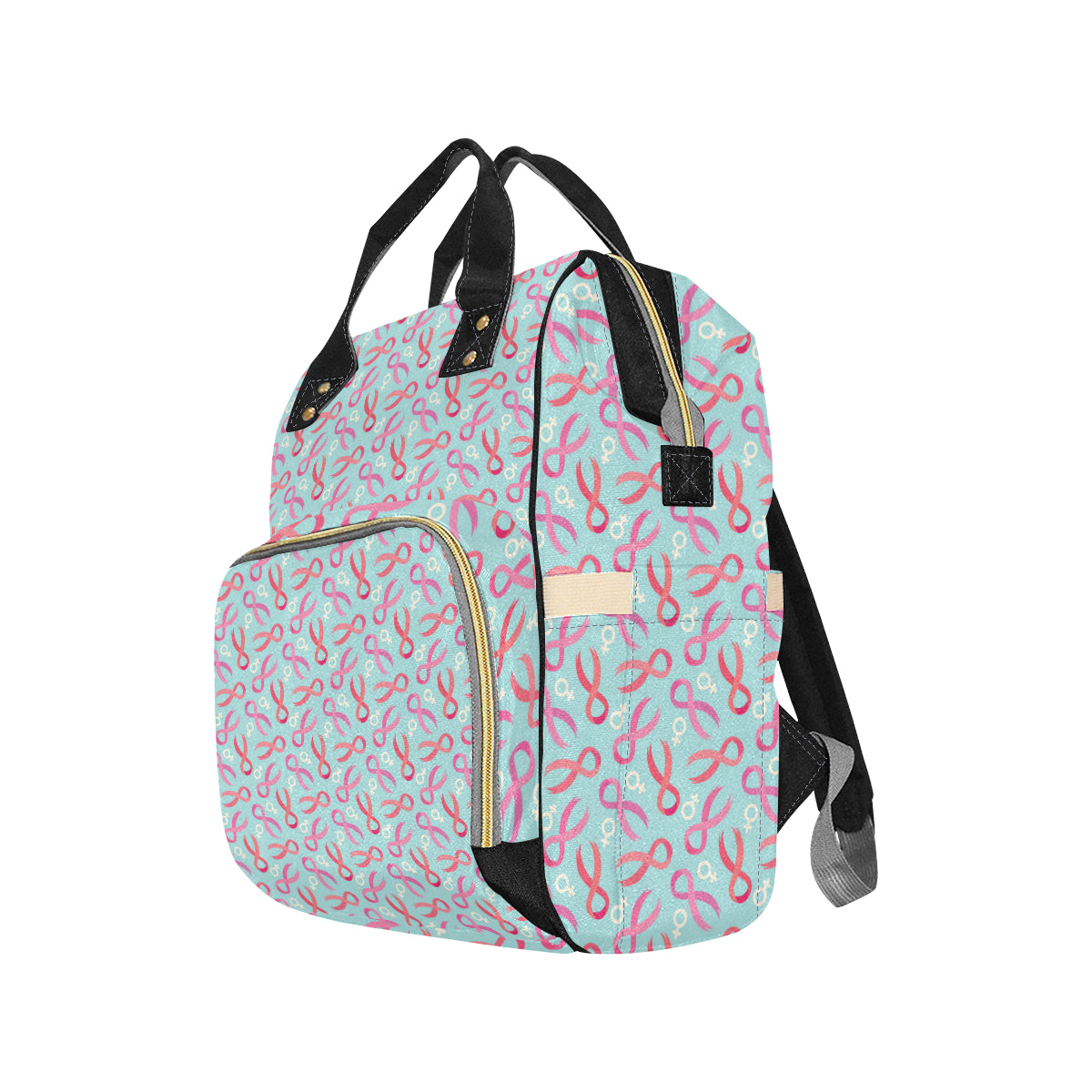 Breast cancer Pattern Print Design 03 Diaper Bag Backpack