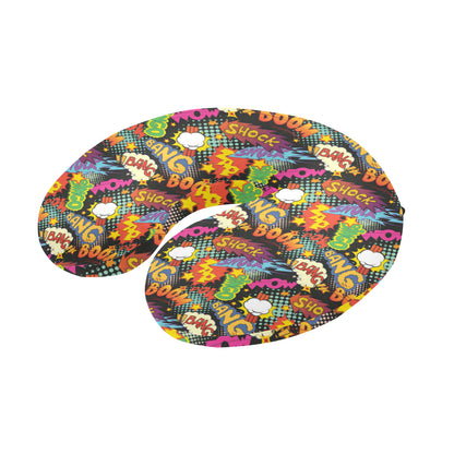 Comic Book Pattern Print Design 01 U-Shaped Travel Neck Pillow