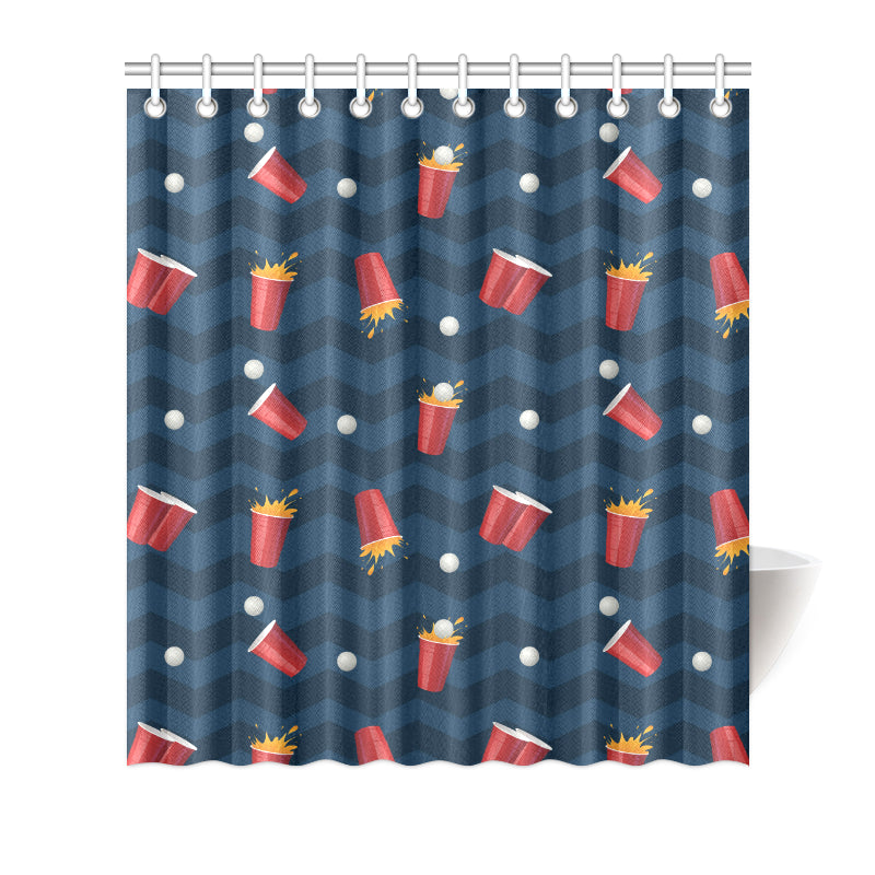 Beer Pong Pattern Print Design 01 Shower Curtain