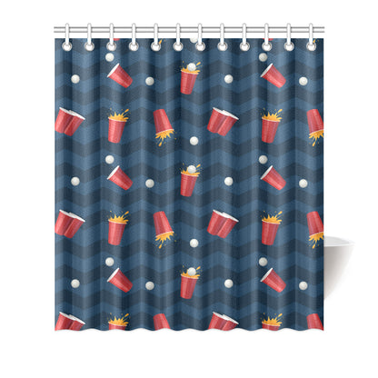 Beer Pong Pattern Print Design 01 Shower Curtain