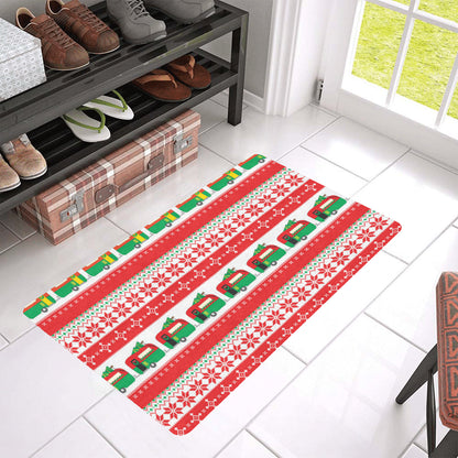 Camper Camping Ugly Christmas Design Print Rubber Doormat
