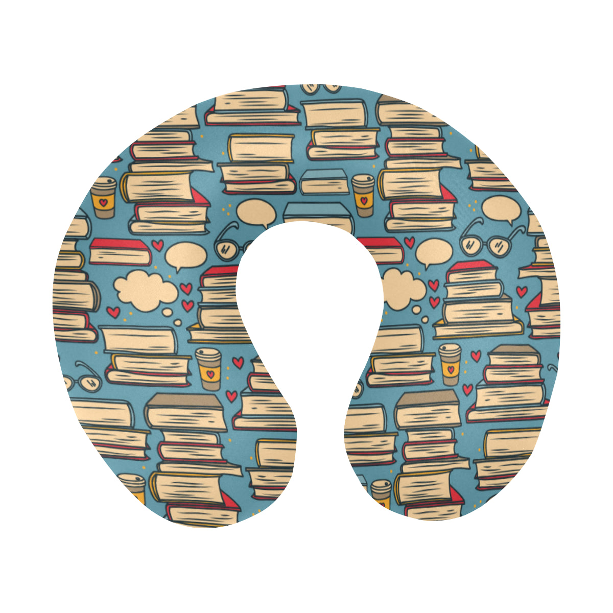 Book Pattern Print Design 03 U-Shaped Travel Neck Pillow