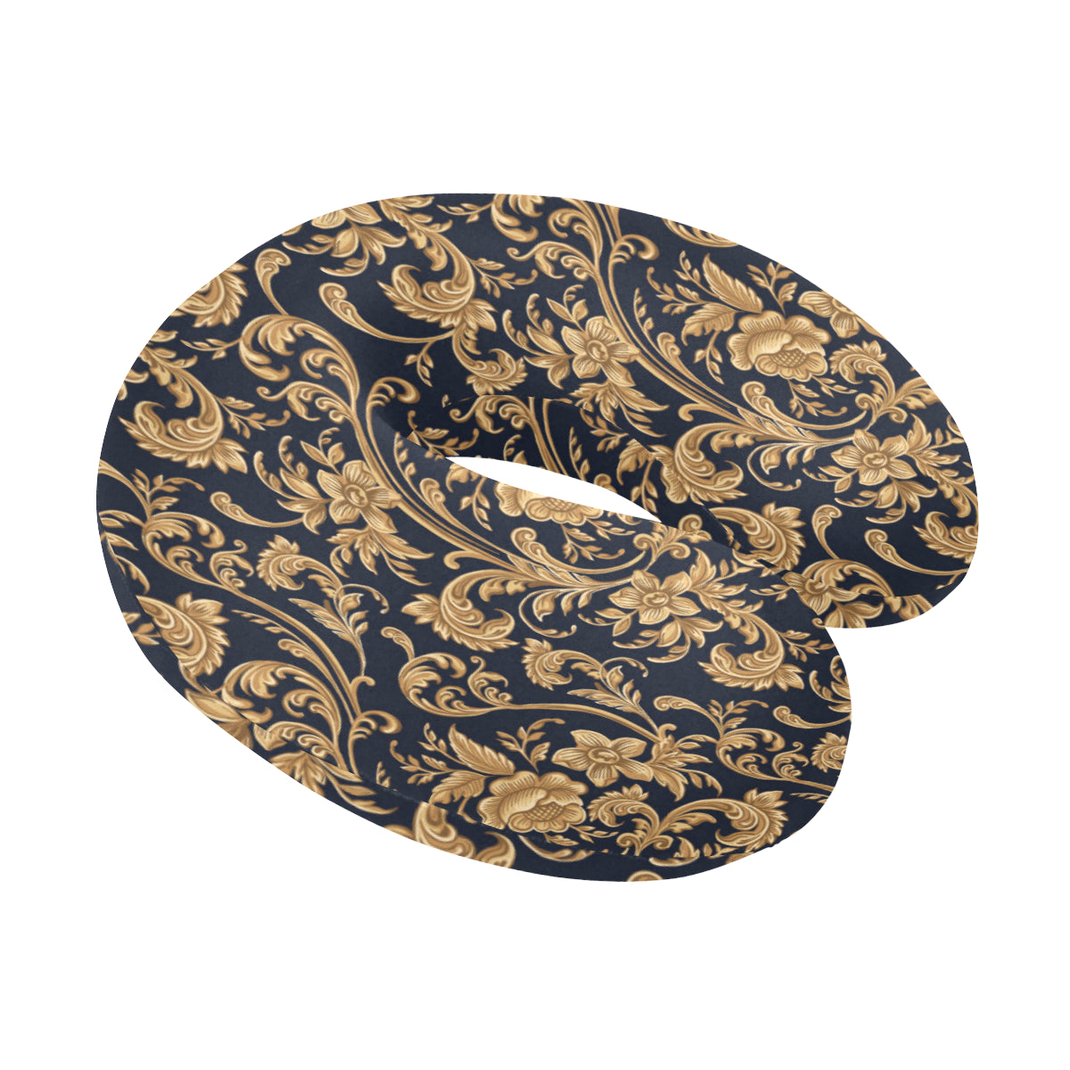 Baroque Golden Pattern Print Design 03 U-Shaped Travel Neck Pillow