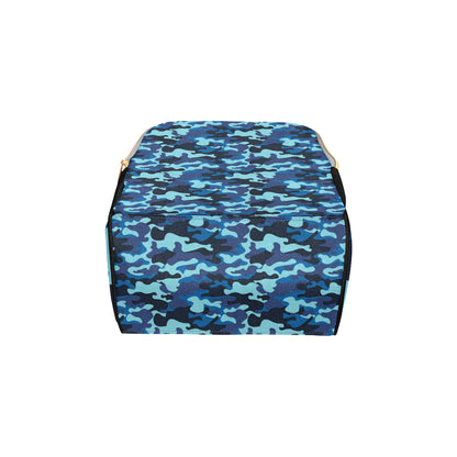 Camo Blue Pattern Print Design 04 Diaper Bag Backpack