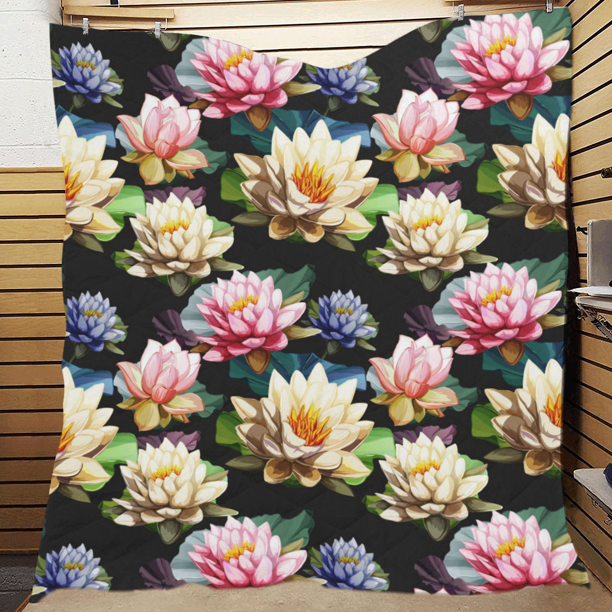 Water Lily Pattern Print Design WL02 Premium Quilt