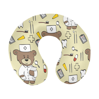 Nurse Bear Pattern Print Design A02 U-Shaped Travel Neck Pillow