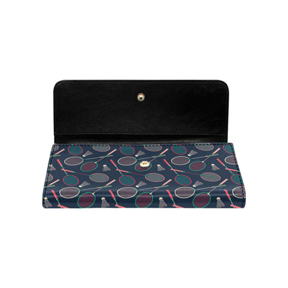 Badminton Pattern Print Design 03 Women's Trifold Wallet